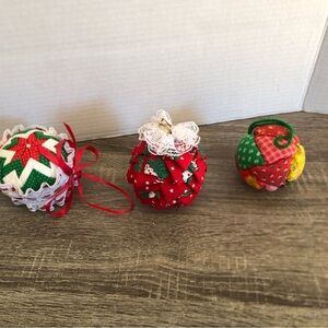 Vtg Handmade Fabric Ornaments